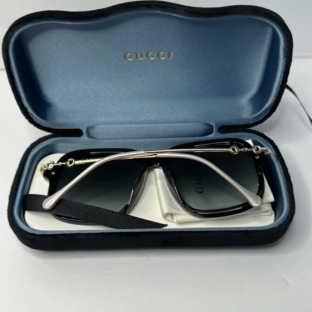 💯 - New Authentic Women's Rectangle Oversized Gg0887s 001 57mm Sunglasses - Picture 11 of 13